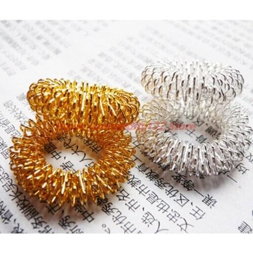 Hot 1pc Gold/Sliver Steel Finger Massage Ring Acupuncture Ring Braces Supports High Quality Health Care Body Massager
