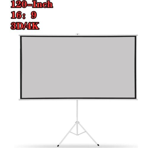 Tripod Projector Screen 100 inch Projector Curtain 3D 4K FULL HD 16:9 Matte Gray Fabric Fiber Glass Bracket Stand Tripod Outdoor