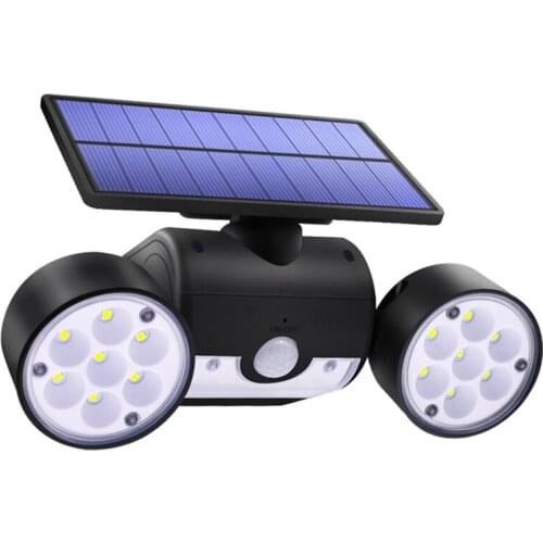 Solar Light Dual Head Solar Lamp PIR Motion Sensor Spotlight Waterproof Outdoor Adjustable Angle Lights for Garden Wall
