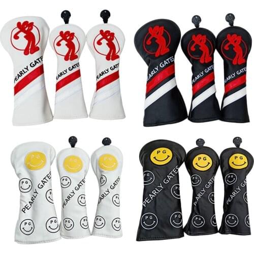 PG PEARLY GATES Smiley Golf Clubs Headcovers Driver Fairway Wood Covers PU Complete Set Head Covers 2 Colors free shipping
