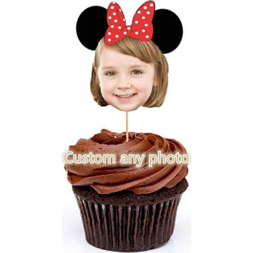 Custom Minnies Mouse Cupcake Toppers, Mickeys Mouse Cupcake Toppers, Personalized Face Cupcake Toppers, Birthday Cupcake Toppers