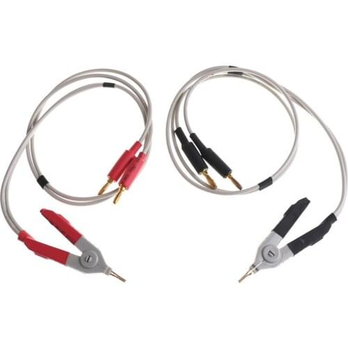 2PCS HUXUAN LCR Meters Clips Resistance Test Leads Banana Plug Clip Cable Terminal Probe Wire Test Line LCR Test Clip Red& Black