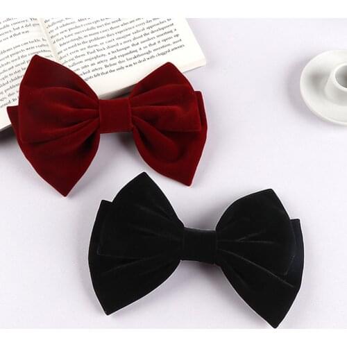 Korean Velvet Bow With Clip Women Girls Barrettes Bow Pearl Hair Clip Korean Ponytail Clip Hairgrip For Women Hair Accessories