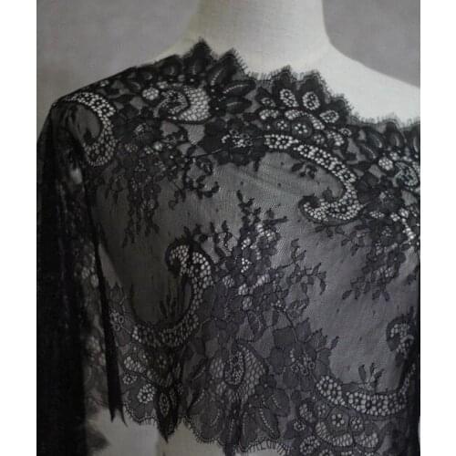 High quality Embroidery France chantilly lace fabric Eyelash Lace fabric bridal wedding dress lace trim 30cm Wide 3meter/lot