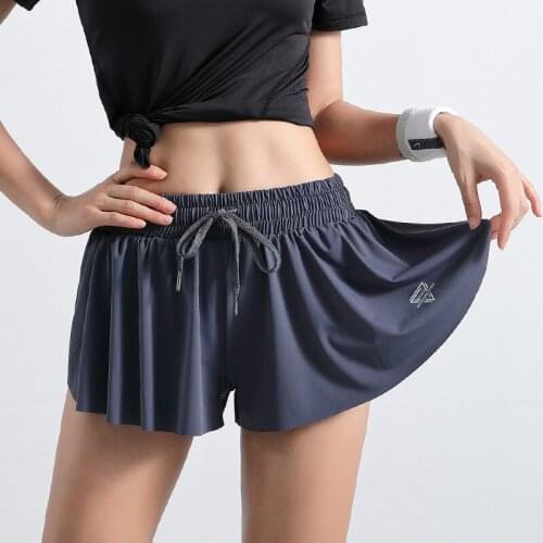 Hot Sale Women Summer 2 in 1 Sports Shorts Quick Dry Phone Pocket Elastic Waist Drawstring Running Gym Fitness Shorts Sportswear