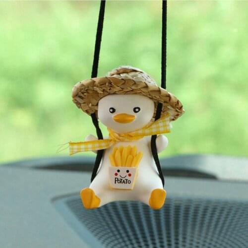 Cute Little Duck Car Pendant Decoration Auto Rearview Mirror Pendant Swinging Duck for Car Interior Accessories for Girls Gifts