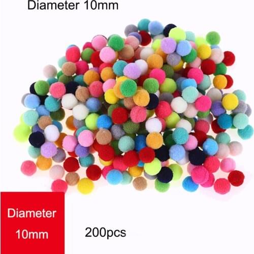 New! 200pcs/lot Pompom 10mm Mini Fluffy Soft Pom Poms Pompones Ball Furball Handmade Crafts DIY for Home Decor Sewing Supplies