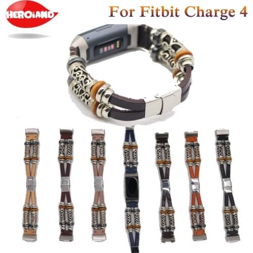 New Personality Adjustable Leather Strap For Fitbit Charge 4 Bands Replacement Watch Band Wrist For Fitbit Charge 3 Bracelet