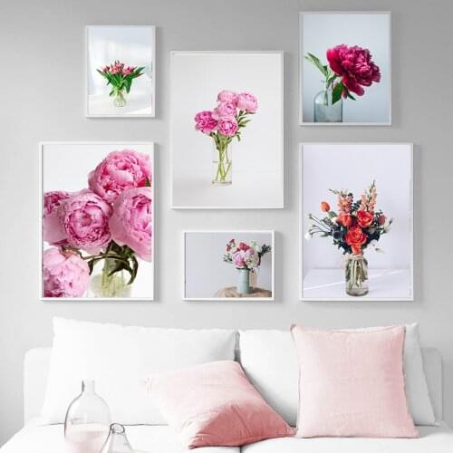 Peony Flower Poster Nordic Blush Floral Botanical Prints Canvas Wall Art Painting Scandinavian Picture Room Decor