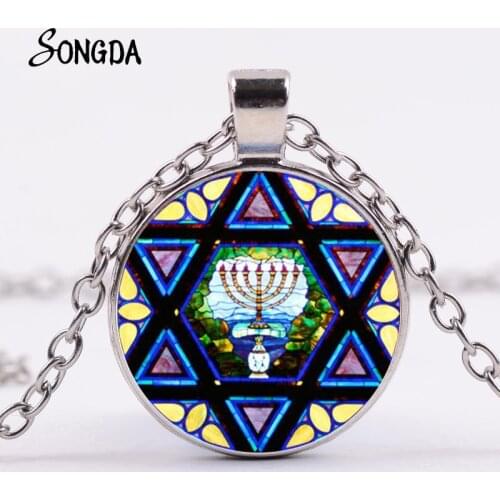 Retro Star of David Pendant Necklace Shield Hexagram Six Point Star Neck Chain Amulet Religion Symbol Accessories Jewish Jewelry