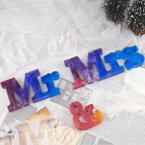 DIY Mr Mrs Letter Resin Mold Letter Decoration English Word Combination Silicone Mold Mr Mrs Crystal Epoxy Resin Mold 40a