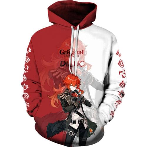 Anime Game Genshin Impact Spring and Autumn Hoodie Casual Mens 3D Print Hoodie