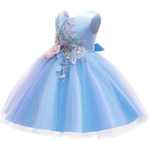 Vestido Girls Wedding Dresses For Girls Princess Party Dress Summer Little Girl Floral Pattern Embroidery Dress Children Clothes
