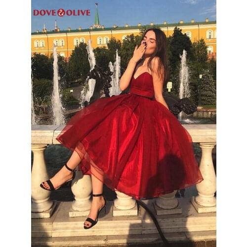 Wine Red Ball Gown Short Cocktail Dresses 2020 Sweetheart Neck Sleeveless Formal Party Prom Gowns vestido de gala robe soiree
