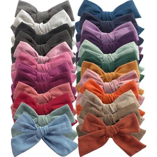 10pcs/Lot Soft Cotton Linen Fabric Bow Hair clips, Schoolgirl Sailor Bow Clips, Baby Girls Hair Accessories