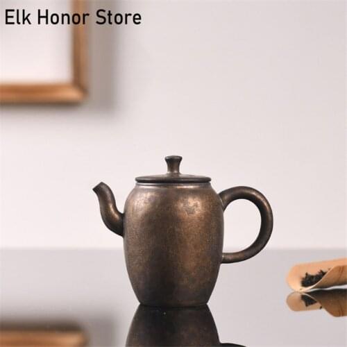 210ml Vintage Kiln Fambe Ceramic Teapot Handmade Sprinkle Gold Glaze Small Master Pots Dahongpao Teaware As Wish Gift Packaging