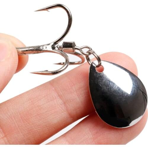 3Pcs Spinner Sequins Three Fishing Hooks 1.5g 1.7g 2.3g 2.7g Spoon Lure Rotating Metal Sequins Baits Wobbler Fishing Tackle