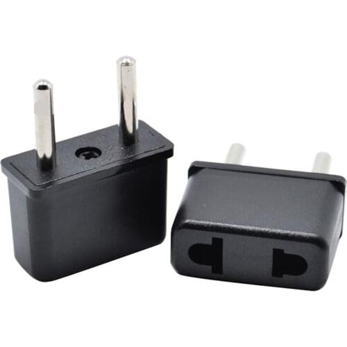 6pcs Black CE copper European US to EU mini convert plug adapter Russia Germany 2pins electrical ac power plug 6A 250V