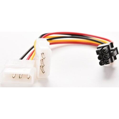 JETTING 2 IDE Dual 4pin Molex IDE Male to 6 Pin Female PCI-E Y Molex IDE Power Cable Adapter Connector for video cards