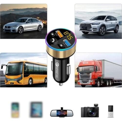 X7AE Car Kit MP3 Player Bluetooth 5.0 FM Modulator Hands Free Dual USB Charger QC3.0 Quick Charging Support Flash Music