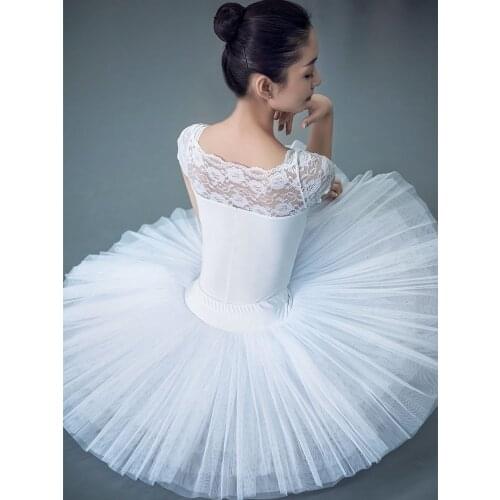 Professional Ballet Swan Lake Tutu White Black Elastic Waist Adults Ballerina 5 Layers Hard Mesh Tulle Skirt Tutus With Briefs