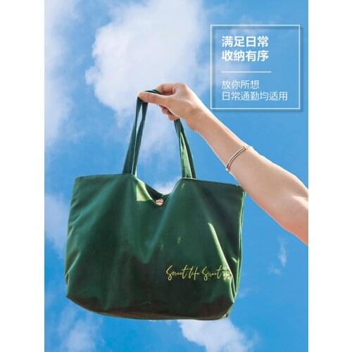 QUDAI Velvet Beach Bag Embroidery Shopping Bag Shoulder Handbag for Women Fashion Pocket Tote Bags Eco Cloth Soft Messenger Bag