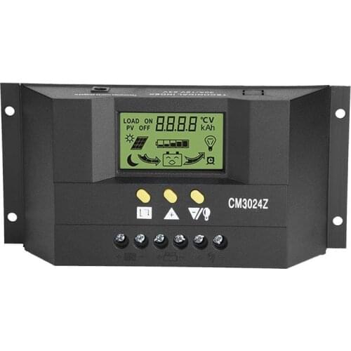 CM3024Z 12V/24V 30A Regulator Generator Charge Mode PWM Voltage LCD Solar Controller Plug In