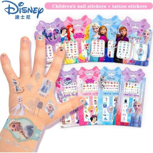 Disney Children Nail stickers Tattoo stickers Frozen 2 elsa and Anna Disney Princess Makeup Toys Nail Stickers kids sticker toys