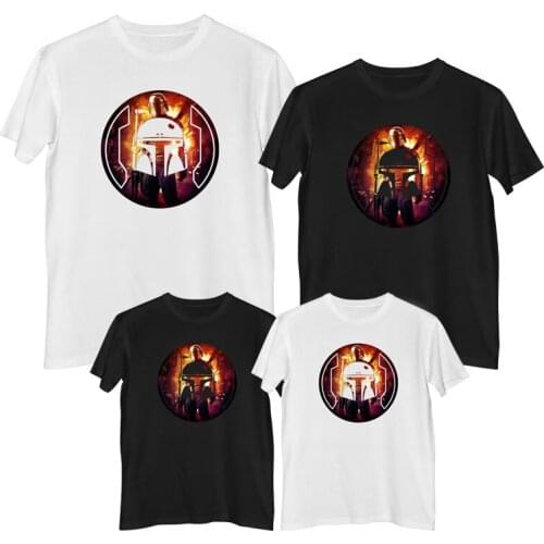 Disney Star Wars The Mandalorian T shirt 100% cotton Fashion family clothes mother father and children graphic t shirts Tops