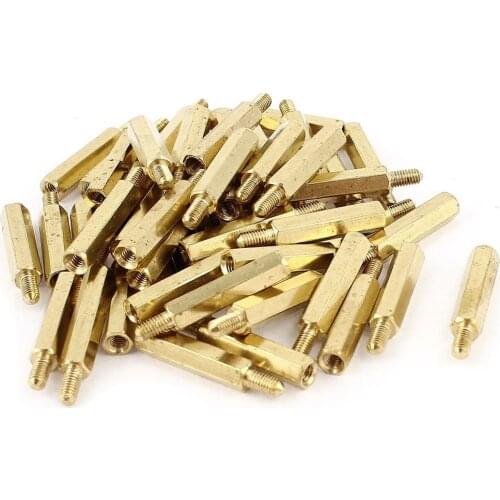 ELEG-50 Pcs M3 3mm Male Female Brass PCB Spacer Hex Stand-Off Pillar 20mm
