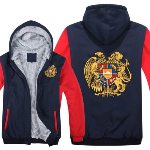 Armenia Hoodies Men Cool Thicken Winter Armenia Coat of Arms Sweatshirt Pullover Mans Coat