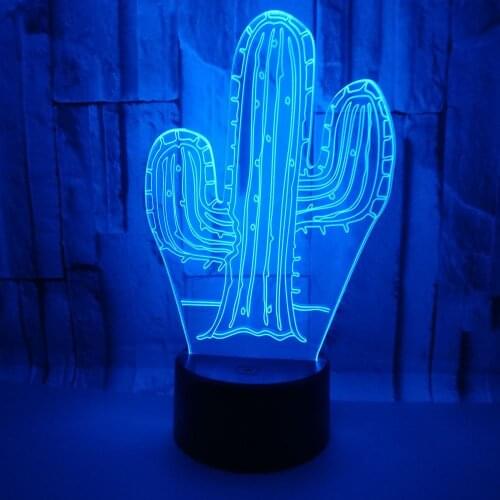 Cactus Acrylic 3D Lamp 7 Color Change 3d Night Light 7 Color lights LED USB Desk lamp Atmosphere Night Home Decor