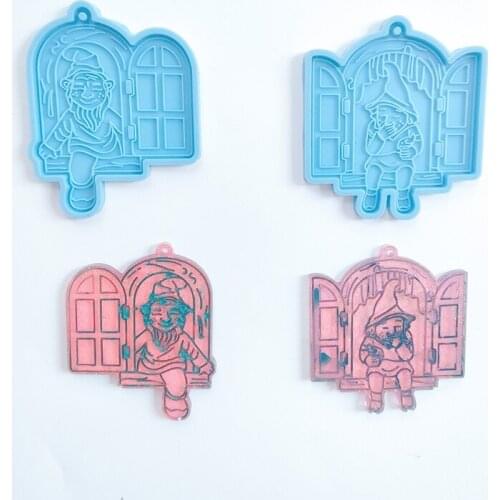 Dwarf Keychain Epoxy Resin Mold Hanging Pendant Silicone Mould DIY Crafts Jewelry Necklace Casting Tools