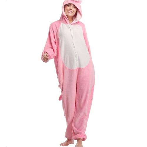 Kigurumi Onesies Cosplay flannel Pink Leopard Pajamas Winter Men And Women Animal Cartoon Sweet Lovely Long Sleeve Leopard fox