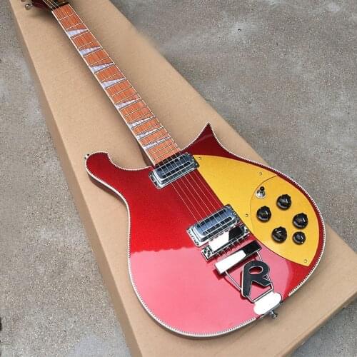 Metal red 660 electric guitar, mahogany fingerboard with varnish gloss, piano head 5 degrees, neck through the body, full body g
