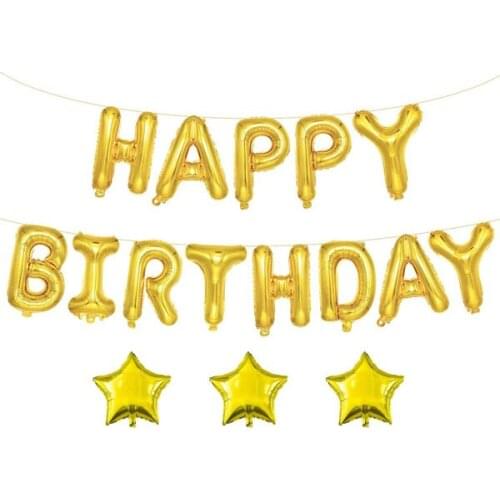 Monochrome Happy Birthday Balloon, 16 Inch Medium-sized 3D Aluminum Foil Balloon Banner Letters Inflatable Easy to Hang