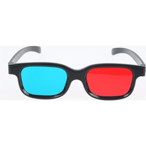 New Red Blue 3D Glasses Black Plastic Frame For Dimensional Anaglyph TV Movie DVD Game Offer Visual Reality