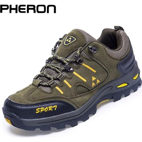 Nubuck Suede Leather Hiking Shoes Men Trekking Sneakers Women Non Slip Climbing Tactical Outdoor Shoes Durable Waterproof Shoes