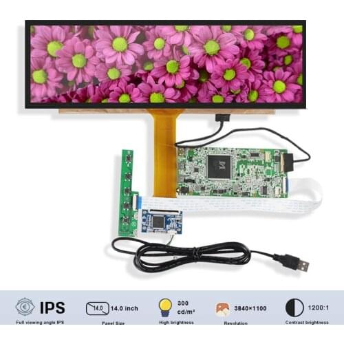 Original BOE NV140XTM-N52 14 Inch Bar 3k IPS Slim LCD 3840*1100 LCD with eDP to H-DMI Controller Board Kits