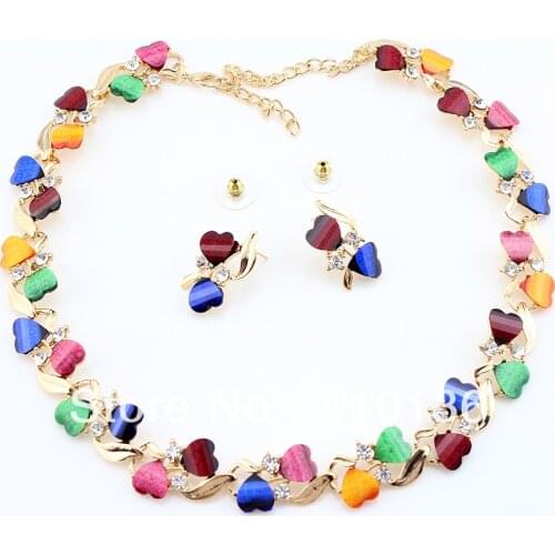 PN12391 Hot Sale Jewelry Sets Wedding Jewelry sets Clear Crystal Multicolor Heart Style Resin Beads Free Shipping