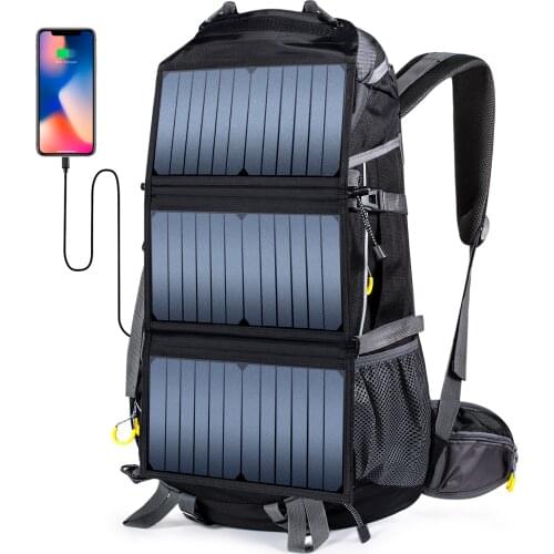 Unisex Hiking Backpacks 6v 20 w Solar Powered Backpack Travel Large-capacity Shoulder Bag Waterproof Rucksack for Climbing