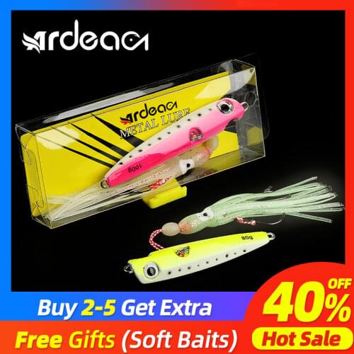 Ardea slow jig Fishing lure lead head Metal jigging Lure Spoon Squid Swim Bass Fly Rubber kabura inchiku Artificial winter Bait