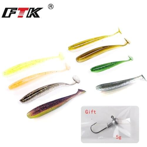 FTK Fishing Lure Soft Minnow Fake Fish 8 pcs Wobbler Swimbait Bass Silicone Lead Head Gift Wobbling Fishing Hook Seawater GBB