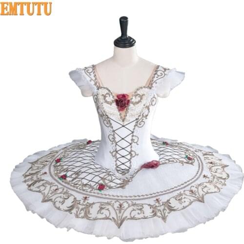 Adult Professional Ballet Tutu White Spanish Paquita Pancake Tutu Skirt Ballet Stage Costume women Ballet Performance Tutus