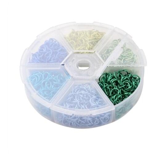 1080pcs/box 6mm Colorful Jump Rings Green/Blue/Purple Plated Link Loops for DIY Jewelry Connector Making