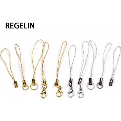 REGELIN 50pcs Cord Hang Rope Key Chain Charms Mobile Case Strap Lariat Lanyard Lobster Clasp Cell Phone Finding Connector DIY