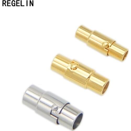 REGELIN Stainless Steel Gold Tone Strong Magnetic Clasps 2pcs Fit 3/4/5/6/7/8mm Round Leather Cord Bracelets Making End Caps
