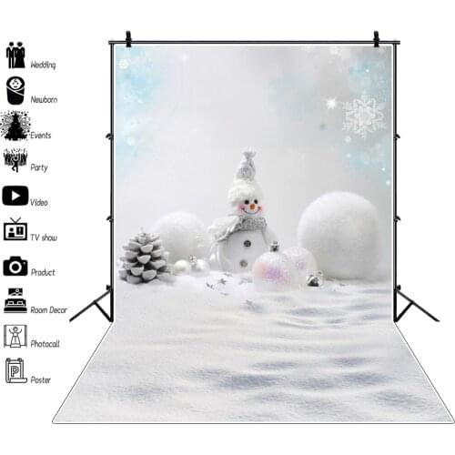 Yeele Christmas Background Winter Snowfield Snowman White Ball Backdrop Baby Photographic Photography Photo Studio Photophone