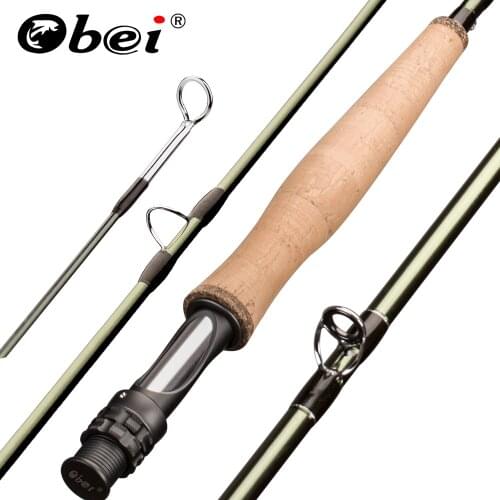 Obei Emerald Fly Fishing Rod 8/9/10FT Light Weight Travel Fly Rod Carbon Fiber Rod Medium Fast 4/5/6/7#Action River Fishing