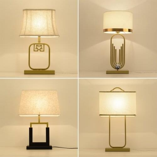 Modern Bedside Table Lamp Bedroom Desk Lamp Chinese Style Living Room Study Led Metal Stand Light Fixtures Hotel Home Art Decor
